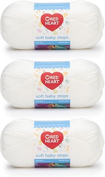 Red Heart Soft Baby Steps Yarn for Crocheting, White, 3-Pack