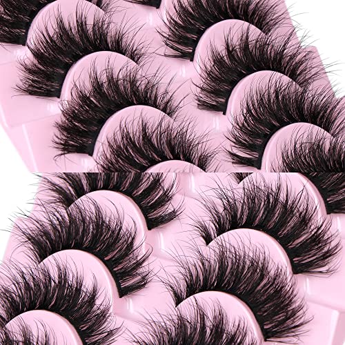 wiwoseo False Eyelashes Natural Fluffy Wispy Styles Faux Mink Lashes Fluffy 3D Effect Super Fluffy 18MM Fake Eyelashes 10 Pairs Pack