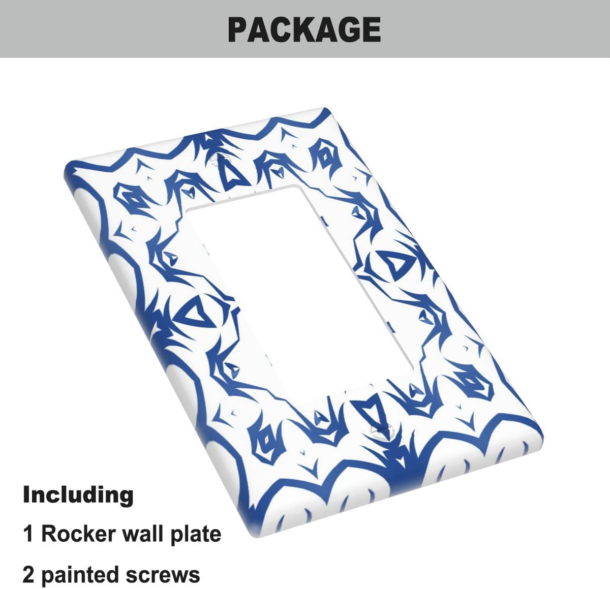 Moroccan Blue Floral Single Rocker Wall Plate Moroccan Style Flowers Pattern Decorator Rocker Switch Plate Decorative 1 Gang Lightswitch Cover Home & Office
