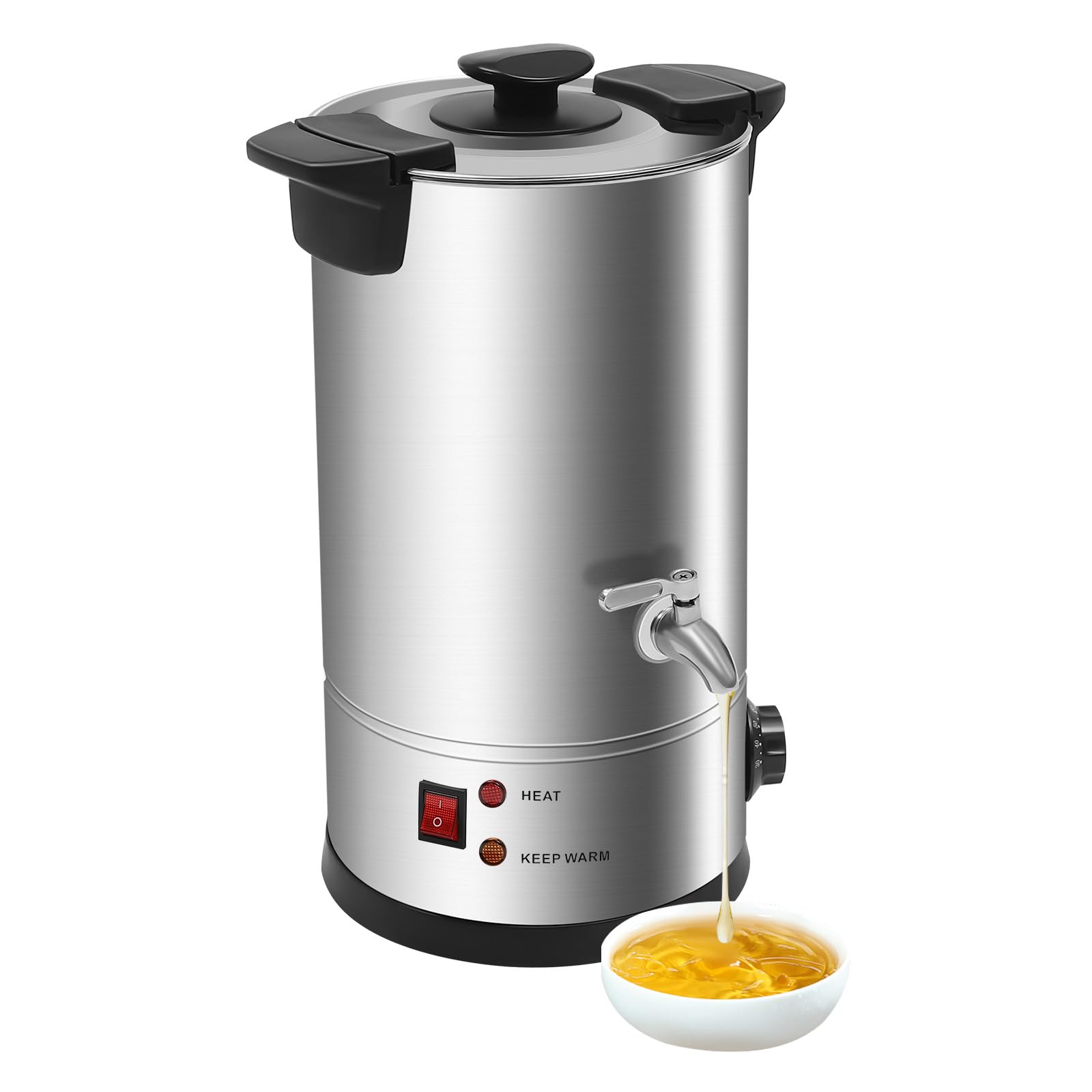 PUDLOR Olla de fusión de cera de 1800 W, 10 l, máquina de fusión de cera comercial grande 86 ℉-230 ℉ Temperatura Calefacción por suelo completo Termostato Interruptor de un botón para derretir