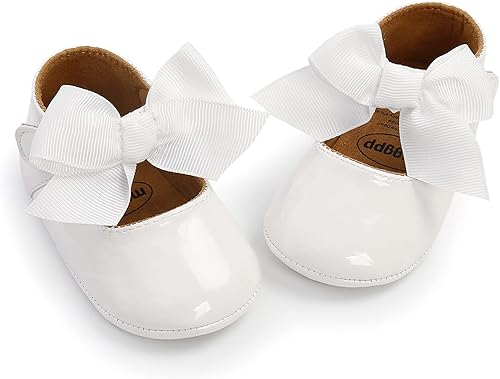 Miniatura 6 de WILLFUN Zapatos planos Mary Jane para bebé niña, diseño floral, vestido de princesa, zapatos de cuna antideslizantes para los primeros pasos