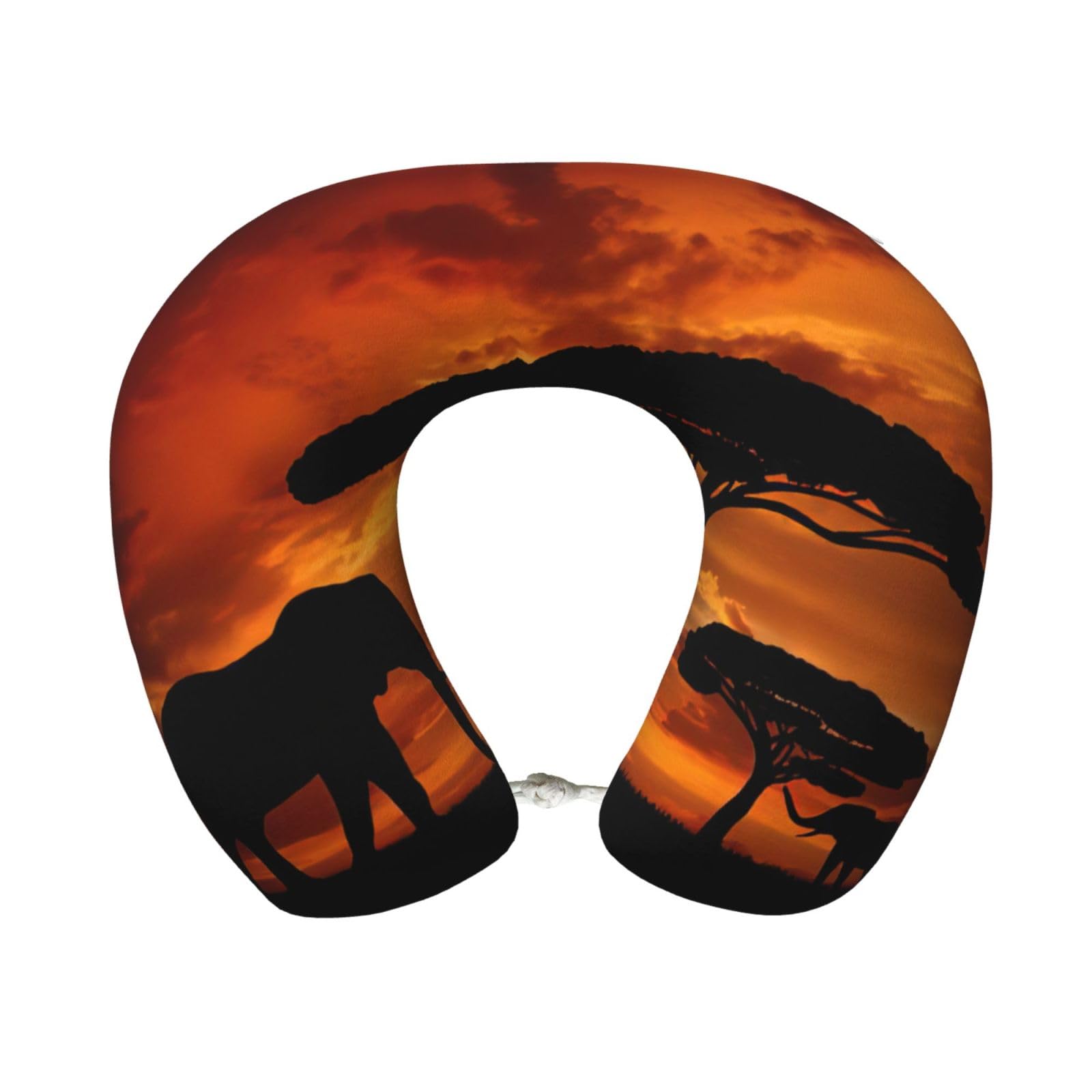 ASFgda U-Shape Memory Foam Elephant Print Travel Pillow,Neck Support,Washable Cover For Airplane Car Home Office