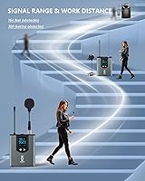 Vista 5 de ttstar Sistema de micrófono inalámbrico con transmisores duales y receptor, juego de micrófono lavalier/auriculares recargable con cuerpo