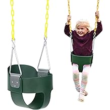 Eastern Jungle Gym Heavy-Duty High Back Full Bucket Toddler Swing Seat | Coated Swing Chains Fully Assembled | Green Swing Set Accessory