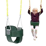 Eastern Jungle Gym Heavy-Duty High Back Full Bucket Toddler Swing Seat | Coated Swing Chains Fully Assembled | Green Swing Set Accessory