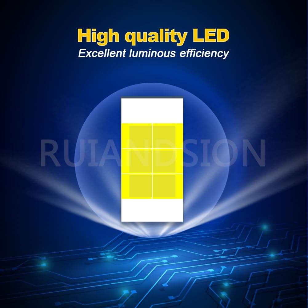 Ruiandsion - Lot de 2 phares LED avant H4 de 6 V à faisceau double haut et bas, 6000 K, couleur blanc 3570 puce pour motos, voitures et vélos, lumière antibrouillard