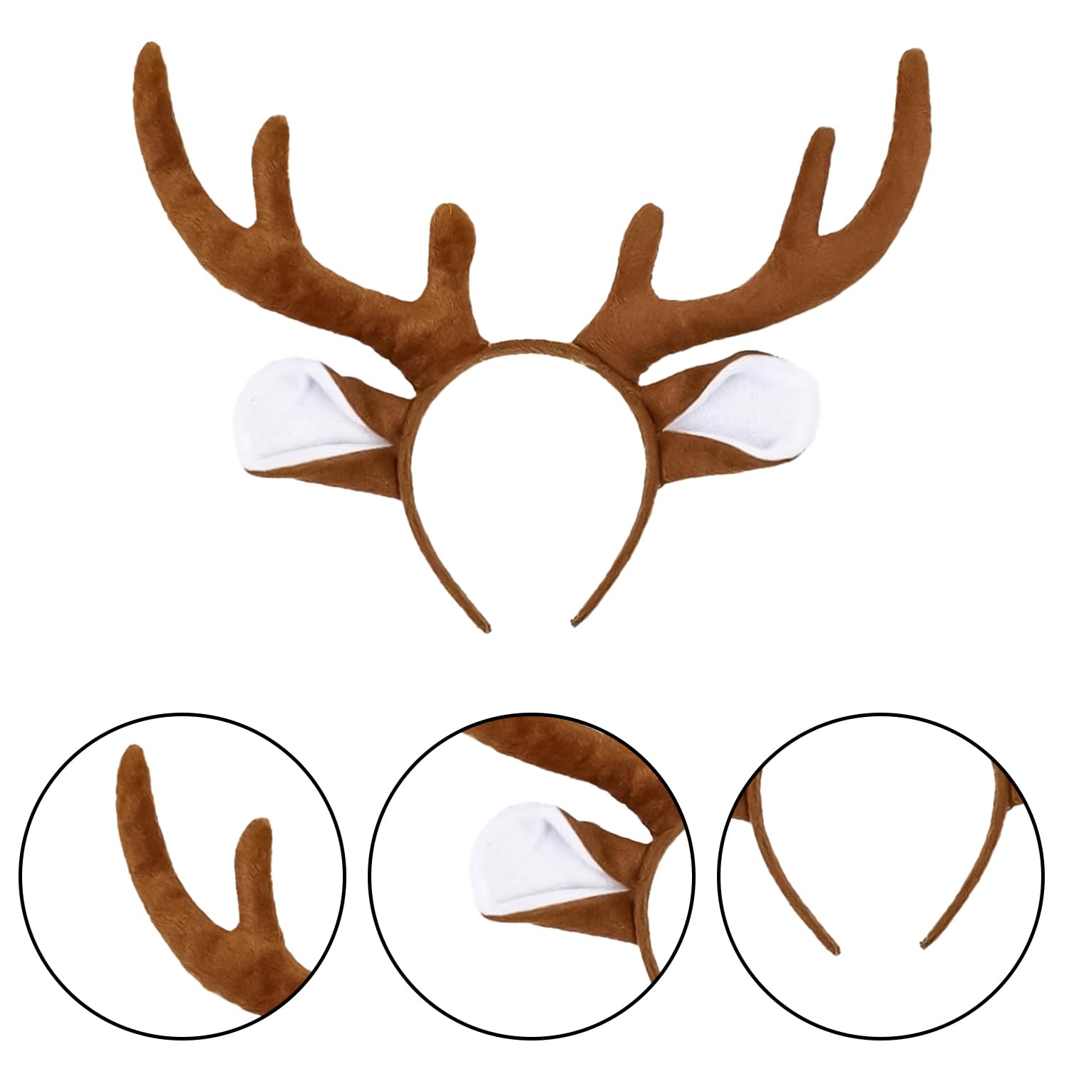 JNAWA 2Pieces Reindeer Cosplay Costume Set Reindeer Antlers Headband Tail Cute Animal Fancy Dress Accessory for Festive Holiday Party Supplies - Image 2