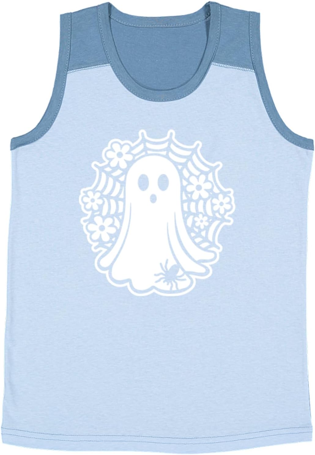 Tcombo Ghost with Webs Ghoul Spider Youth Contrast Back Tank Top