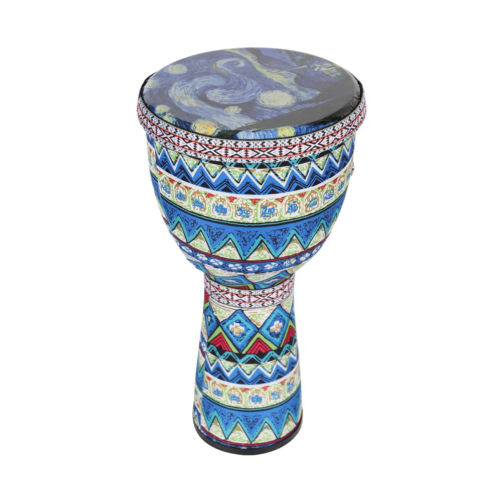 Tamburello a mano africano da 20,3 cm, portatile, strumento a percussione per djembe con motivi artistici per bambini Tamburello leggero, strumenti musicali per l'illuminazione della prima infanzia
