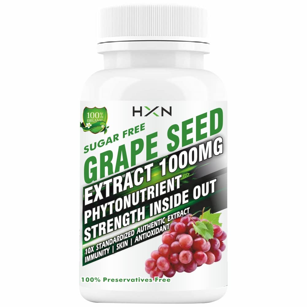 HXN Grape Seed Extract 1000mg (98 Polyphenols) Antioxidant Supplement