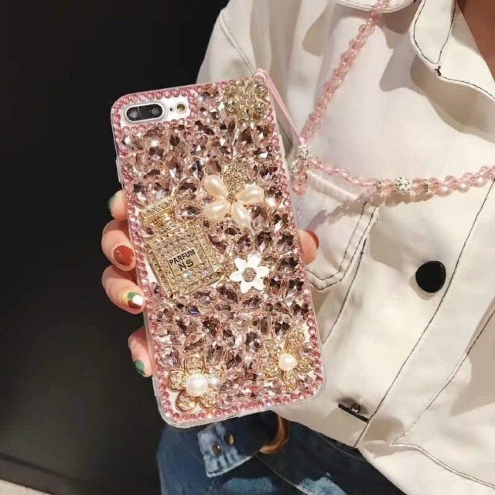 OPXZPM phone case Glitter Crystal diamond Flower shell for Samsung A50 A30/A9 A7 2018 Jewelled Perfume bottle case,3,For J4 Plus