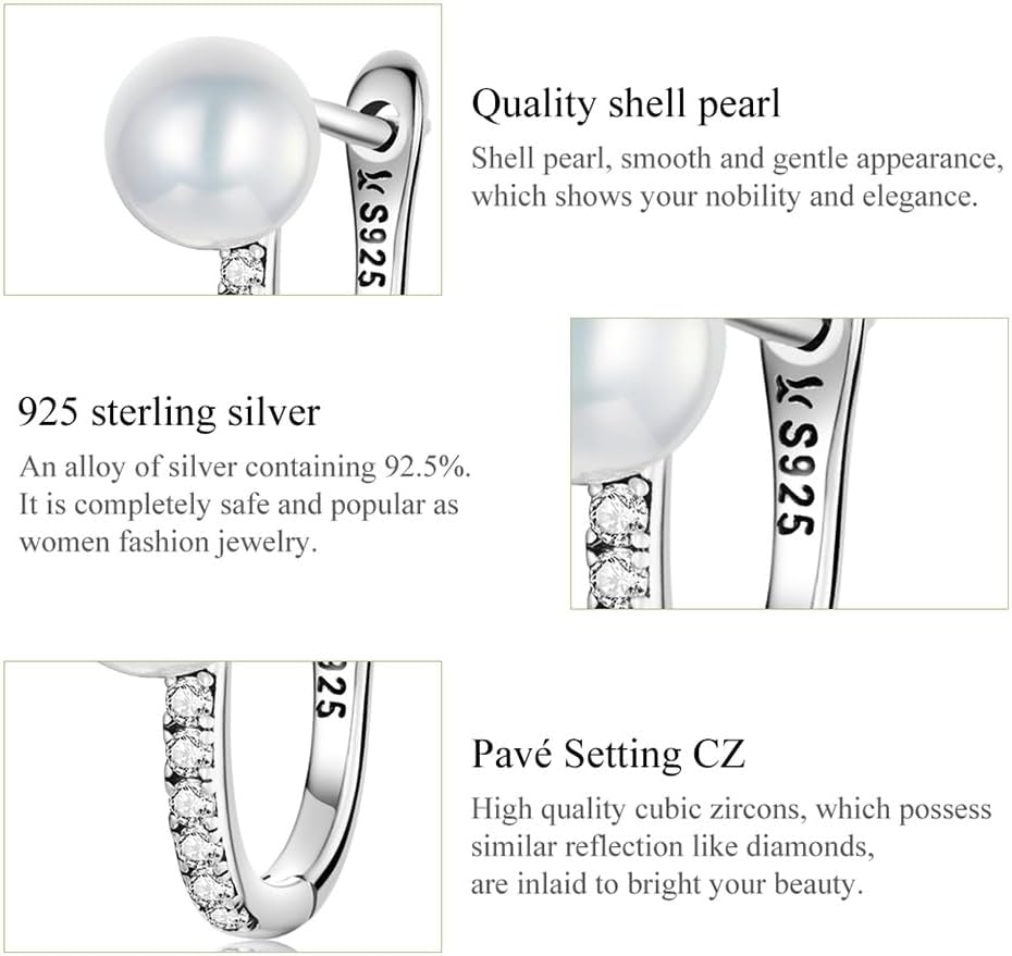 S925 Sterling Silver Hoop Hypoallergenic Earrings for Women Dachshund Cat Butterfly Iris Star Leaves Shell Pearl & Cross Design Earrings as Gifts for women - Image 6