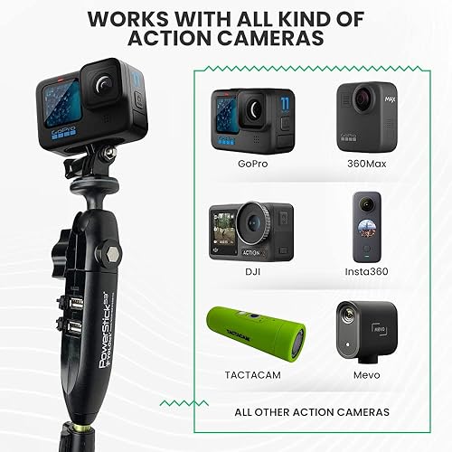 Miniatura 5 de PowerStick - Soporte para barco GoPro de 53 pulgadas y potencia constante YOLOtek propiedad de veteranos. Accesorios para cámara Go Pro Bass Barco.