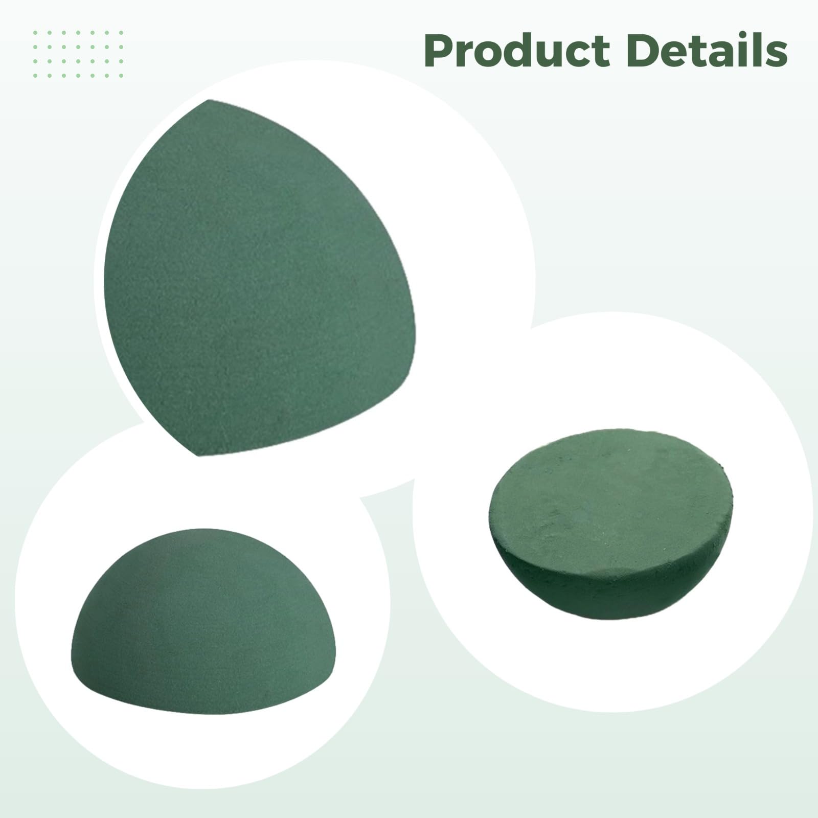 4 medias bolas de espuma floral, espuma redonda verde oscuro, 3.5 in / 9 cm, para bodas, fiestas y arreglos florales de bricolaje, para exhibición de flores frescas y artificiales