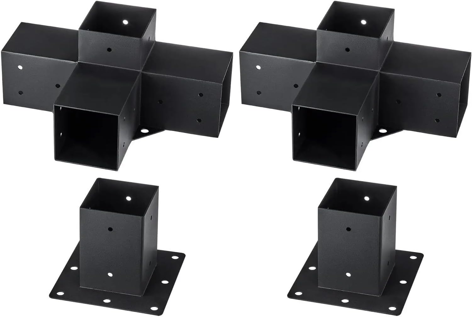 Pergola Bracket Kit 4''x4'', 4pcs 4-Way Heavy Duty Corner Bracket Woodworks DIY Post Base Kit, Gazebos