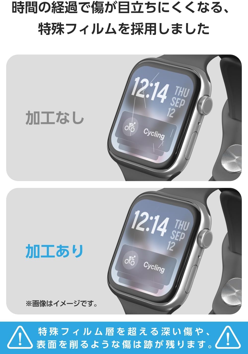 Elecom AW-25BFLAPKRG Apple Watch Screen Protector Film, Pack of 2, 1.7 inches (42 mm), Compatible with Apple Watch Series 11/10, Shock Absorption, Glossy, Scratch Repair, Anti-Fingerprint, Airless