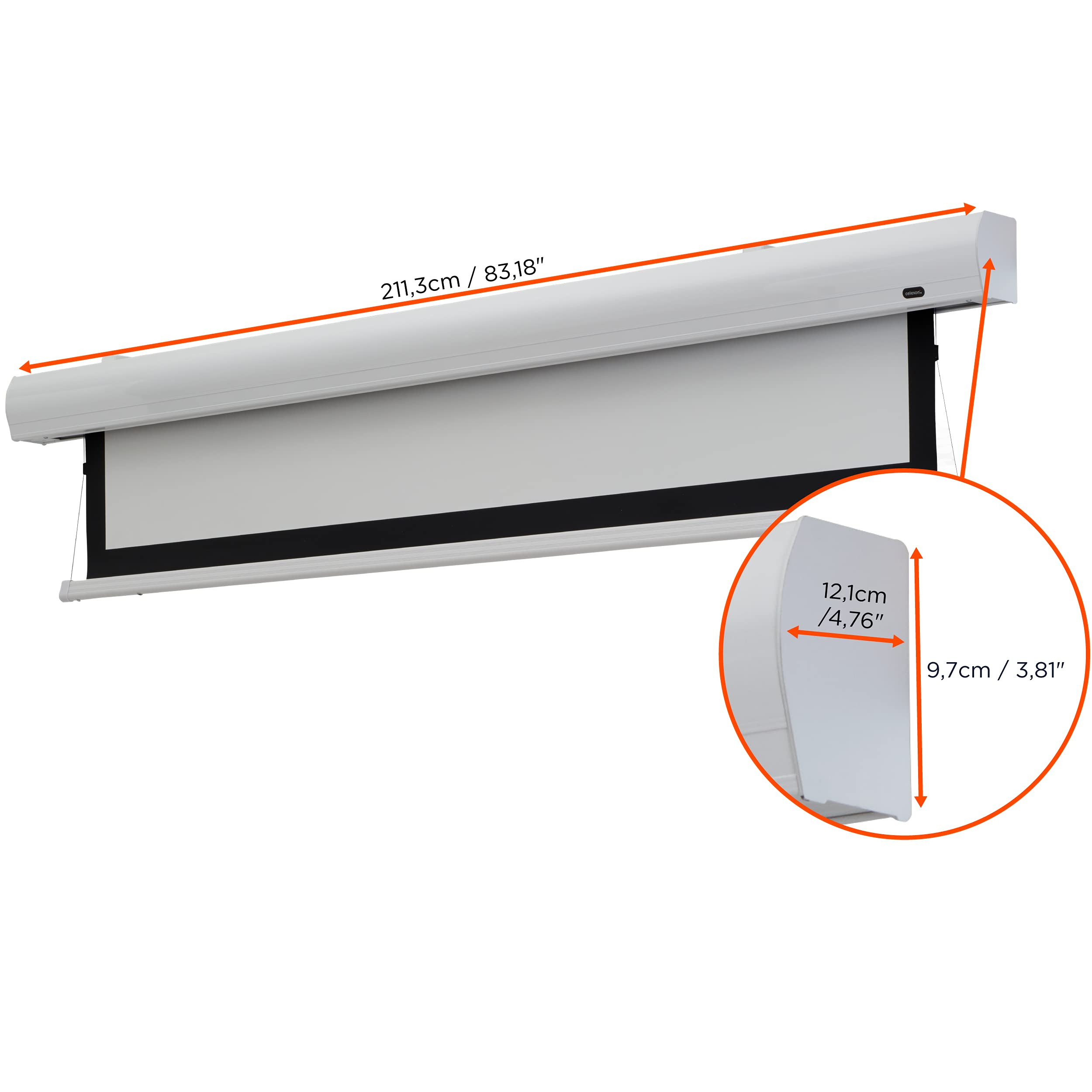 celexon HomeCinema Écran de Projection motorisé tensionné 80" | 180x102 cm 16:9| Écran électrique 4K, Full-HD pour vidéoprojecteur | Surface Plane avec système de Tension | Montage Mural/Plafond