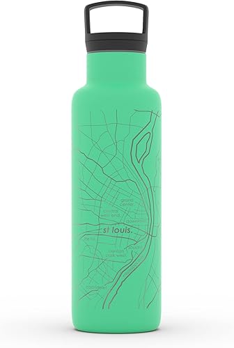 Miniatura 25 de Well Told Botella de agua aislada con mapa de Washington DC grabado, botella de acero inoxidable grabada (21 onzas, blanco) botella aislada de mapa