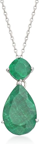 Ross-Simons 11.90 ct. t.w. Emerald Pendant Necklace in Sterling Silver