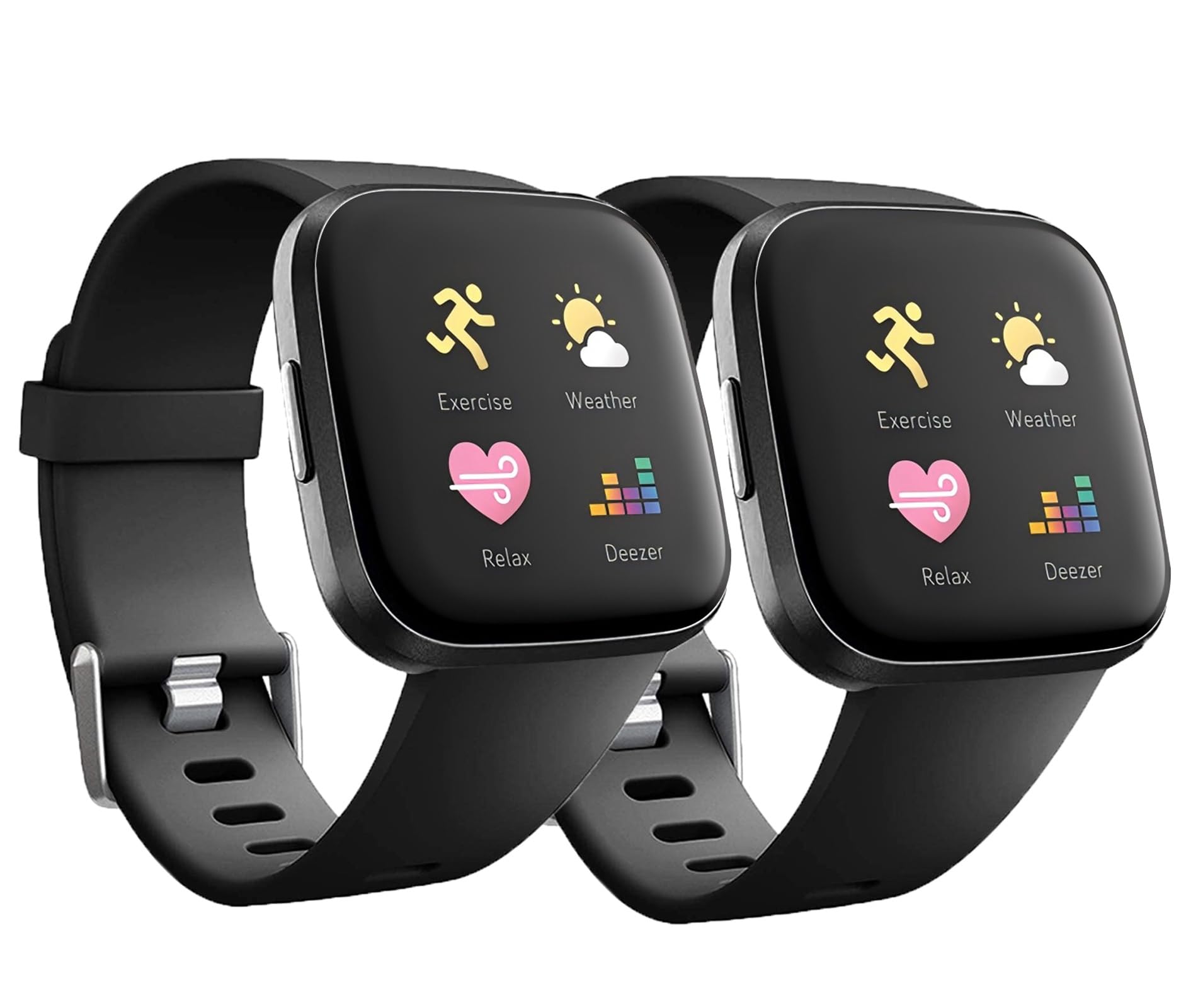 Replacement Bands Compatible with Fitbit Versa/Versa 2 / Versa Lite, Silicone Adjustable Classic Accessory Wristband Fitness Straps for Women Men (2