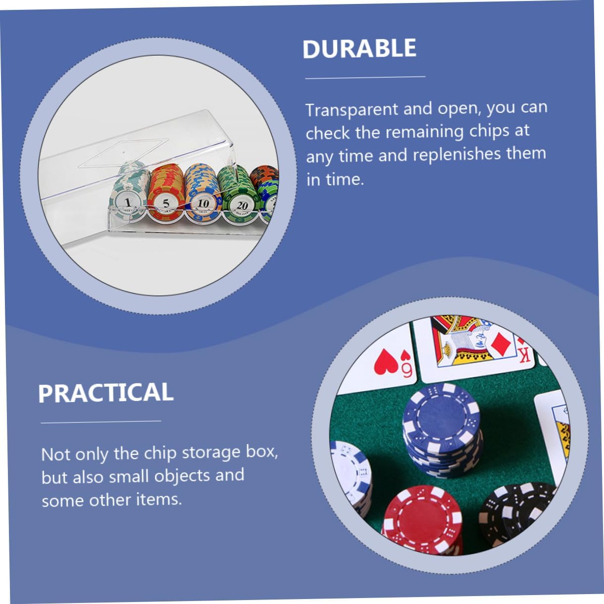 SUPVOX 2pcs Poker Chips Tray Poker Chip Organizer Rack Case Transparent Storage Box