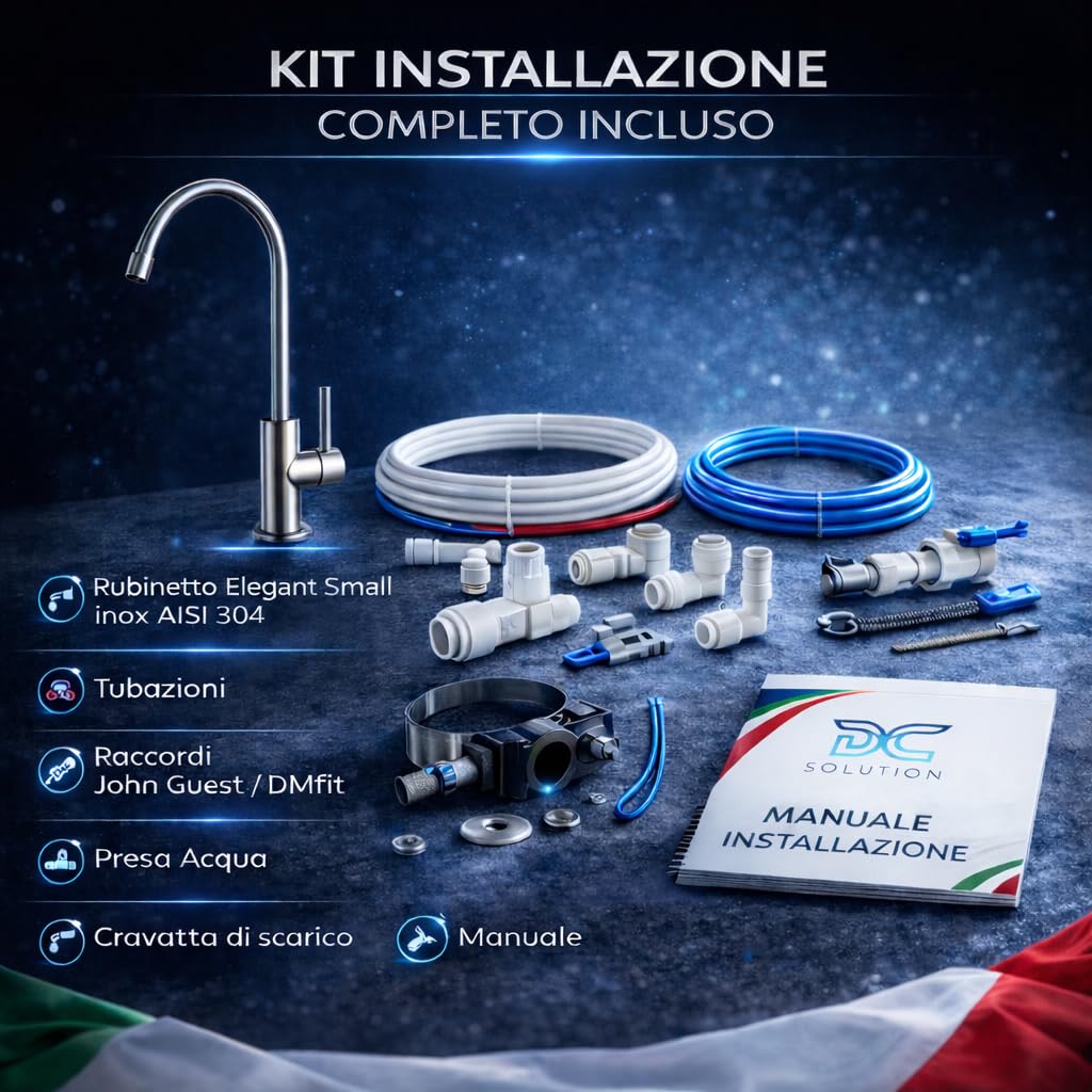 DC OSMO ELITE 100 – Depuratore Acqua a Osmosi Inversa 100 L/h con Display LCD – Sistema Premium Sotto Zoccolo Made in Italy