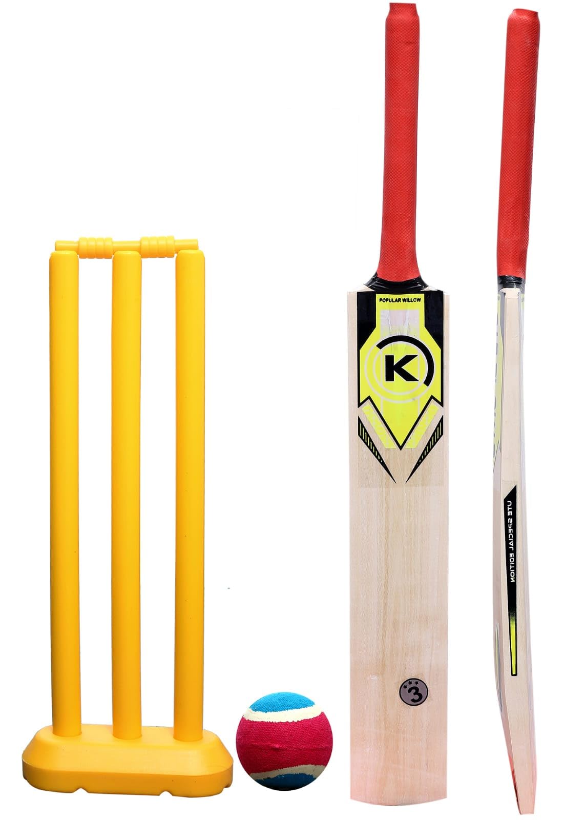 Hyper Wooden Cricket Bat for Boys & Girl |Lightweight and Durable Wooden Bat, Ball, Plastic Wicket (Size-1)-image-11