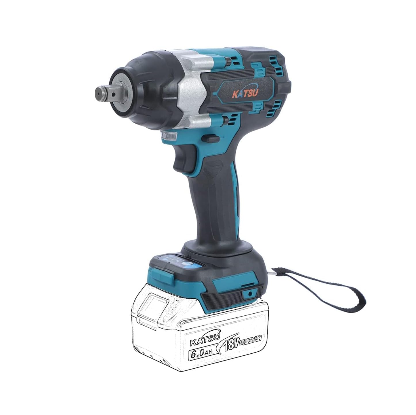 KATSU FIT-BAT 21V Brushless Cordless Impact Wrench 1/2 Inch 580N.M Wireless Electric Impact Wrench with Brushless Motor, No Battery or Charger 102470