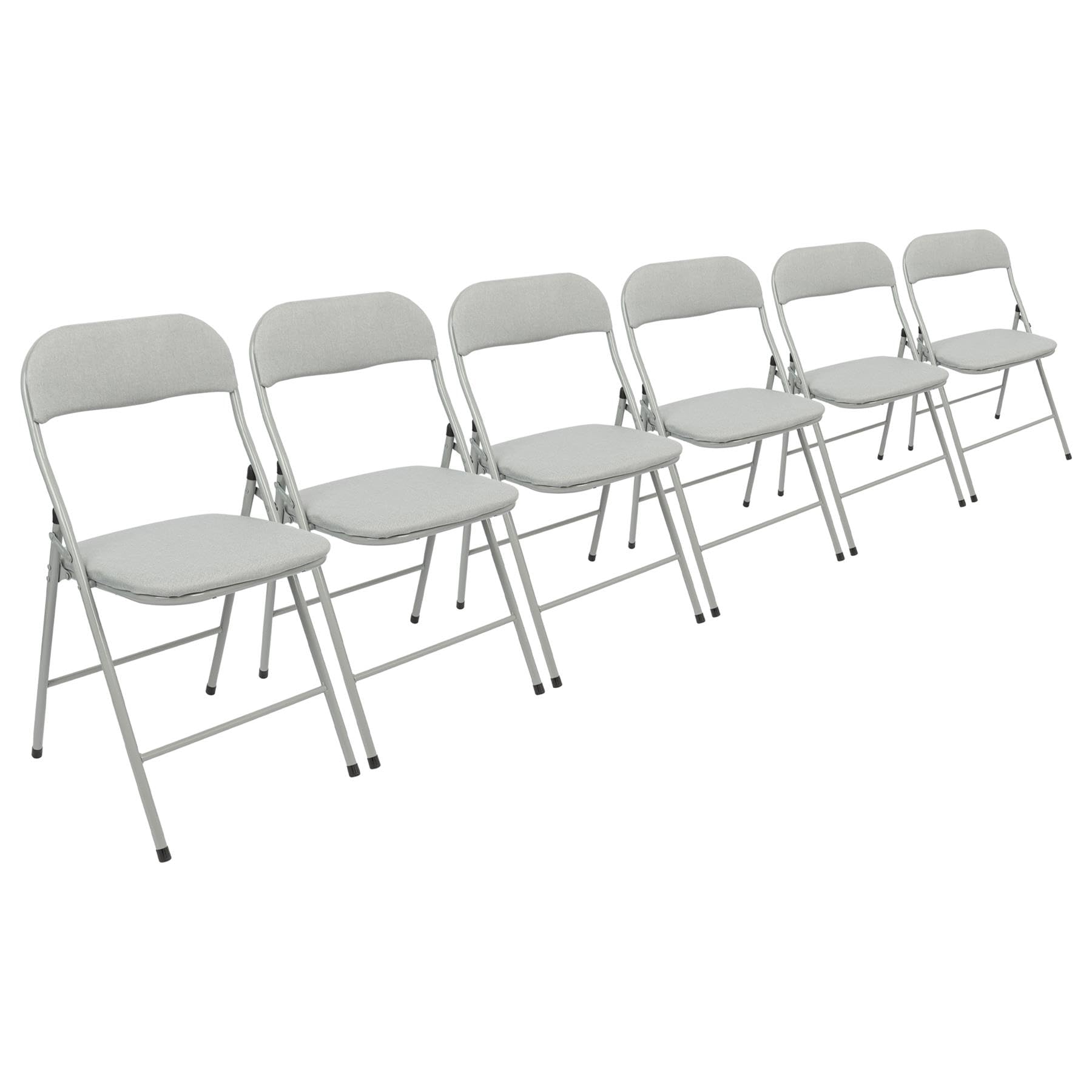 Harbour Housewares Fabric Padded Folding Chairs - Grey - Set of 6 - Cushioned Foldable Chair with Metal Frame Fabric Upholstered Seat Folding Seats Indoor for Home, Dining, Office