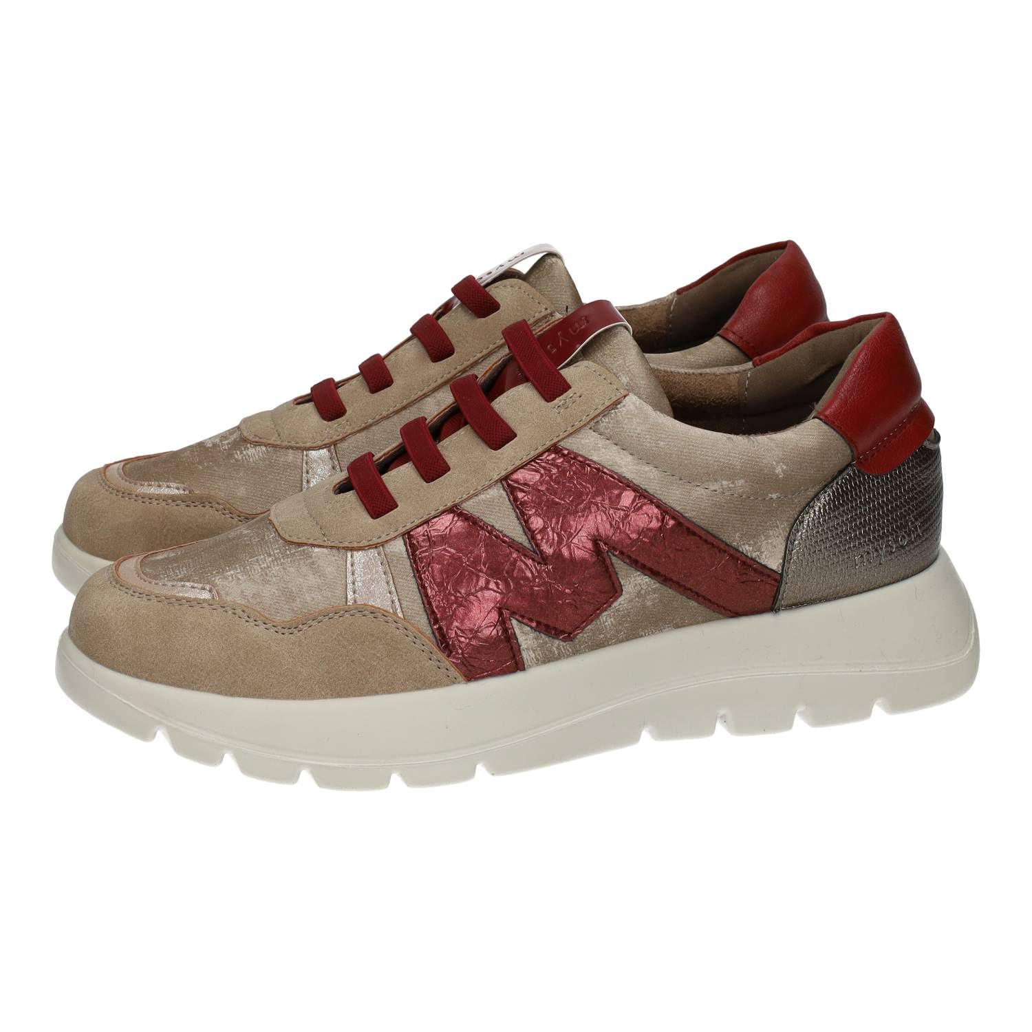 MYSOFT 25M622 Calzado Detalles Metalizados, Sneakers Cómodas con Cordones Elásticos, Plantilla Memory Foam y Suela Ligera EVA para Caminar Mujer Deportivos