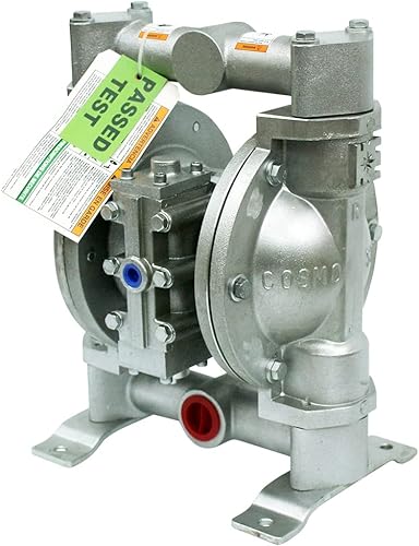 Miniatura 8 de COSMOSTAR D0906 Bomba de diafragma de aire doble de 1 pulgada - Cuerpo de aluminio, bola de teflón, asiento y diafragma con silenciador - Químico,