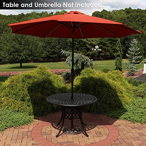 Sunnydaze Outdoor Patio Umbrella Base Stand - Cast Iron Heavy Duty Umbrella Base - Decorative Rose Blossom Design - Bronze - 16-Inch Diameter #TOP5