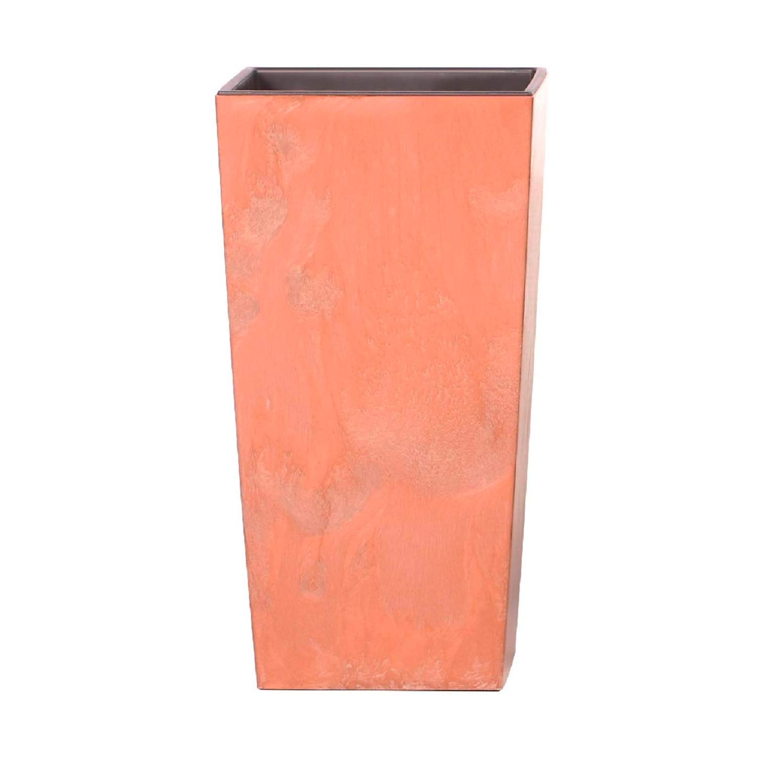 Maceta alta 26,6 L Prosperplast Urbi Square Effect de plástico CON depósito en color Terracota, 50 (alto) x 26,5 (ancho) x 26,5 (profundo) cms