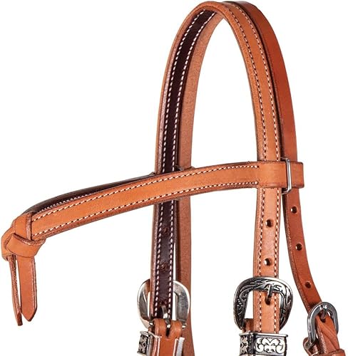 Miniatura 5 de Schneiders Double S Latigo Lined Futurity Browband Headstall  Premium Horse Headgear  Soft Latigo Lining  Adjustable Size  Durable Harness Leather