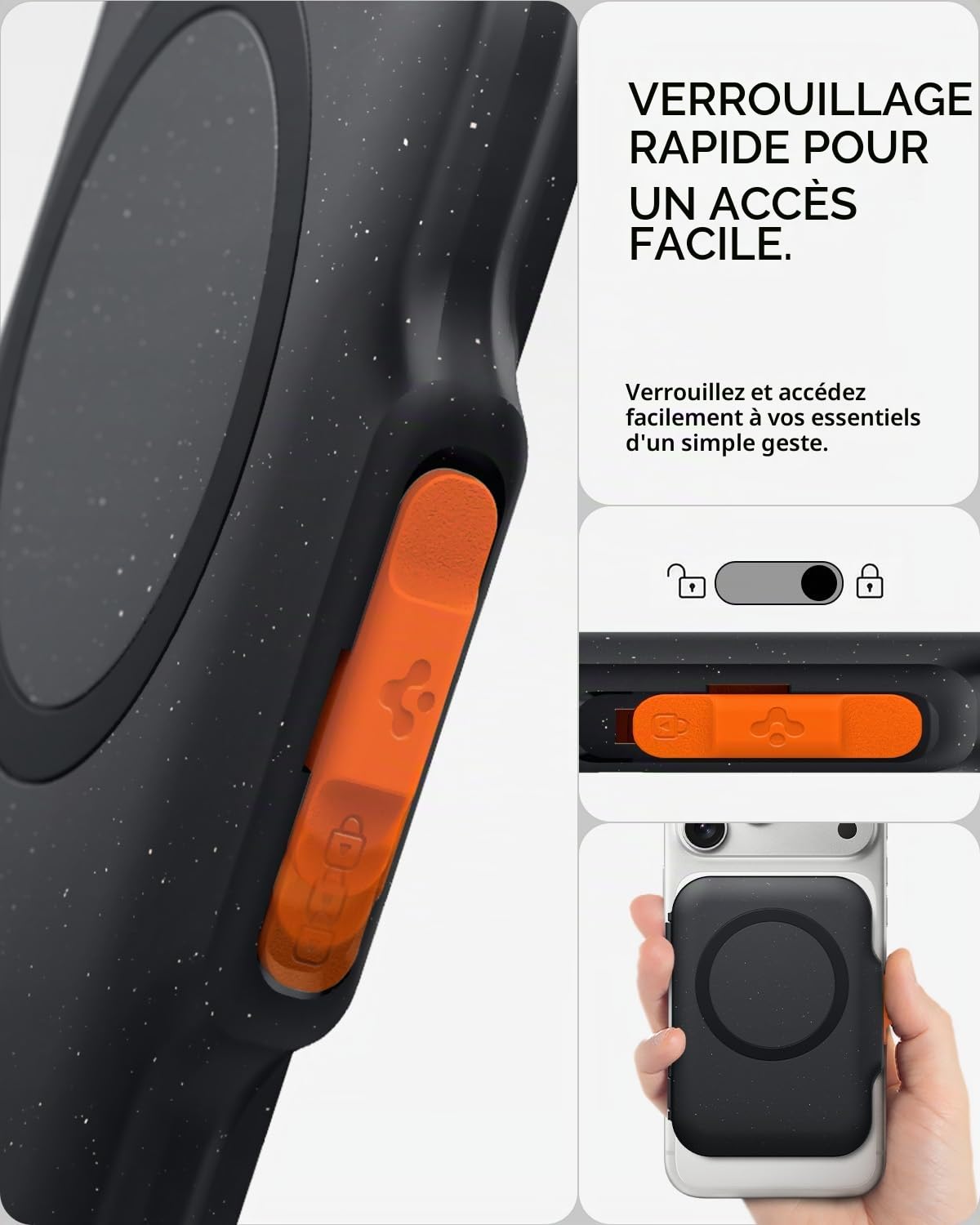 Spigen TinTap MagFit+ Porte-Cartes Magnétique Compatible iPhone 17/16/15/14/13/12 Magsafe Wallet