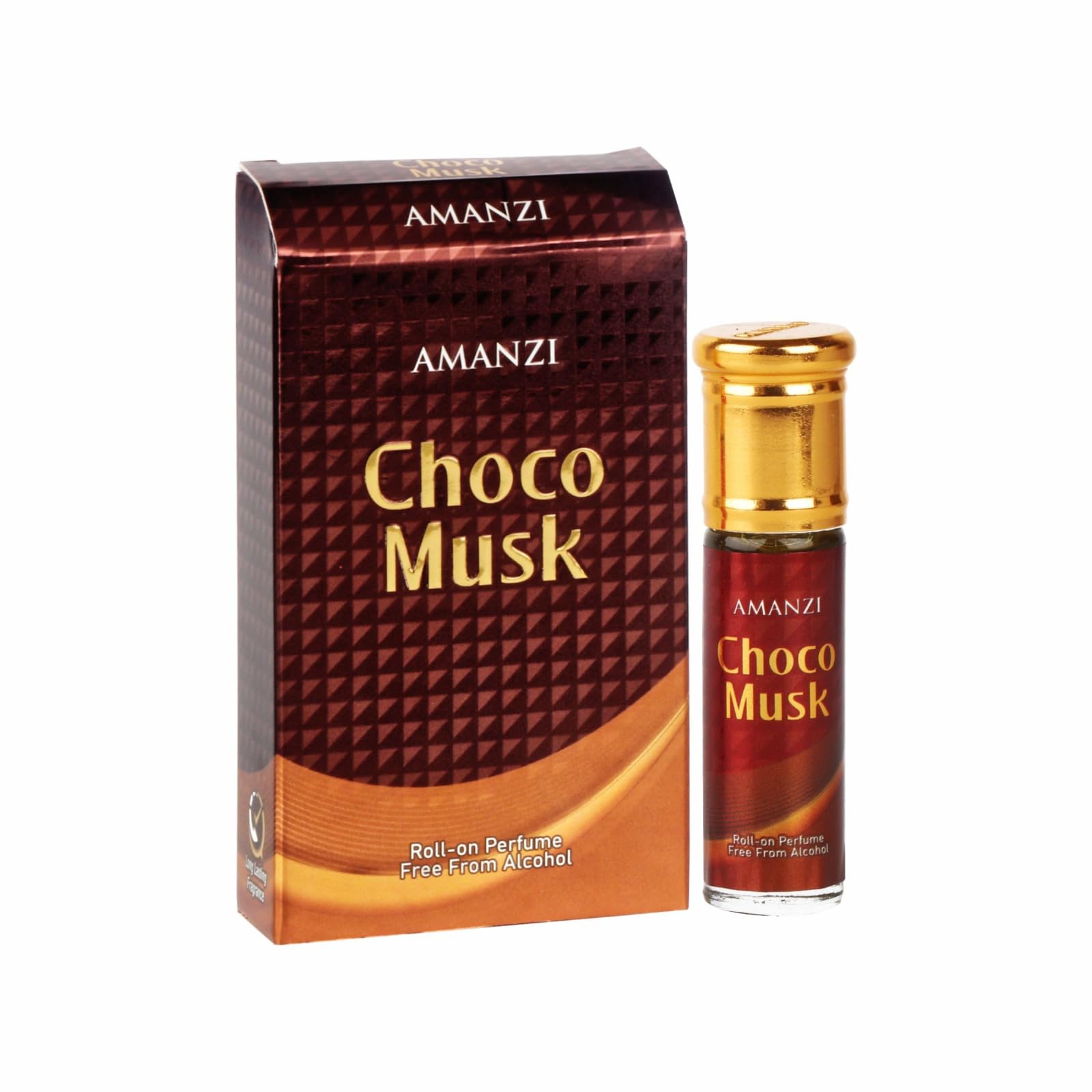 AMANZI Choco Musk Attar Roll-On Perfume for Men & Women | Alcohol-Free Long-Lasting Fragrance Oil | Sweet Chocolate & Vanilla Top Notes | Musky & Velvety Heart | Amber & Woody Base | 6ml Pack of 1