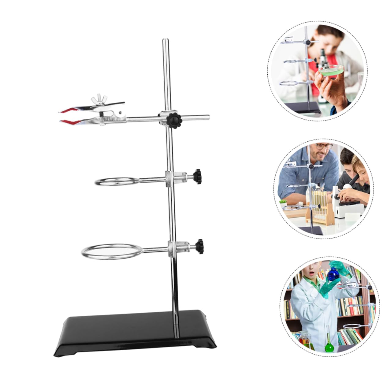 MAGICLULU Marco de Hierro de Laboratorio Soporte de Material Metálico Abrazadera para Matraces Soporte para Embudo Abrazadera de Anillo para Experimentos Químicos