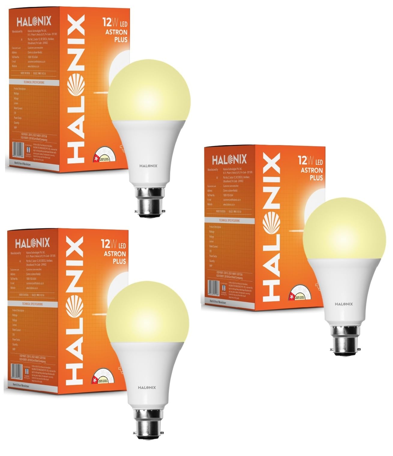 Halonix 12W LED Light Bulb | Yellow (3000K) |Pack of 3|Energy Efficient| 4kv Surge Protection | High Lumens per watt, B22-image-49