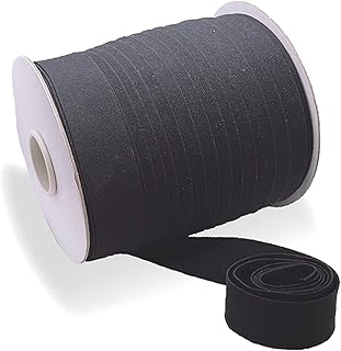 Bias Tape, Double Fold Bias Tape 1 Inch Continuous Bulk Bias Tape for Sewing, Quilting, Binding, Hemming, Apparel Craft, Polyester, Non-Stretch(Black, 25mm, 55 Yards)