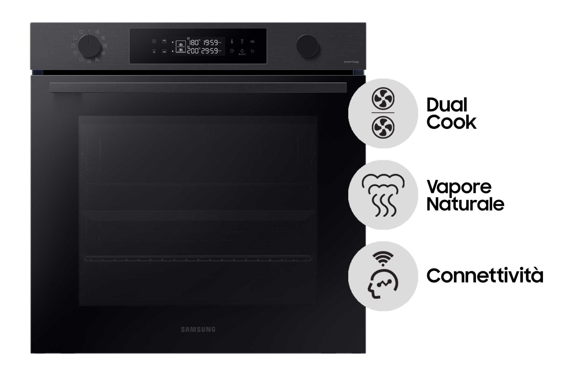 Forno Elettrico Ventilato Grill/Vapore 76 Litri Classe A+ 56 cm Nero - NV7B4440VBB