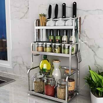 インダストリアルデザイン 3段シェルフ スパイス収納 調味料ラック インダストリアルデザイン 3段シェルフ スパイス収納 調味料ラック