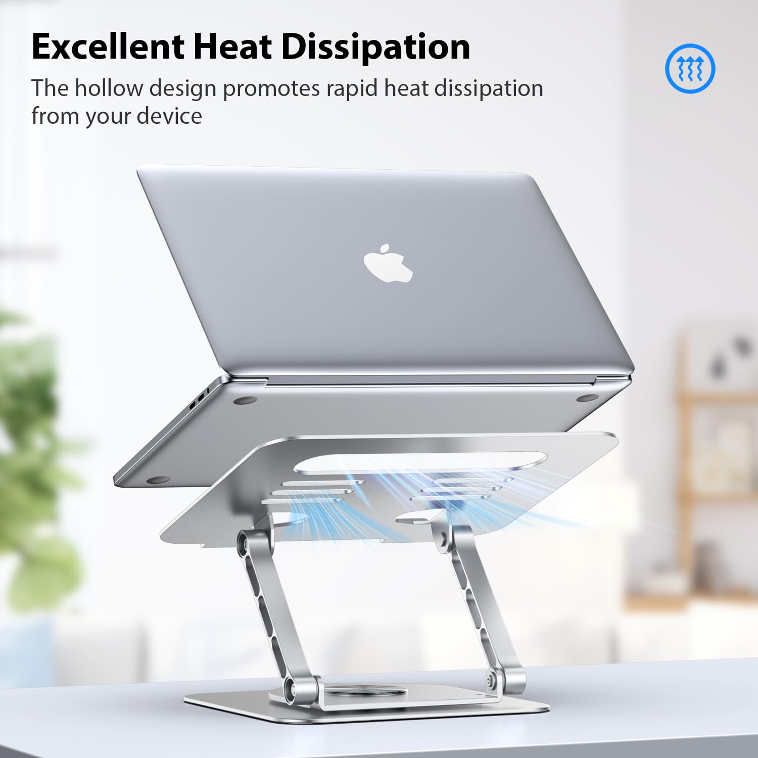 CreaDream Support pour Ordinateur Portable de Bureau en Aluminium avec Pied Rotatif à 360 °, Support Ergonomique et réglable pour Ordinateurs Portables de 10 à 17", MacBook Air Pro, Dell, HP