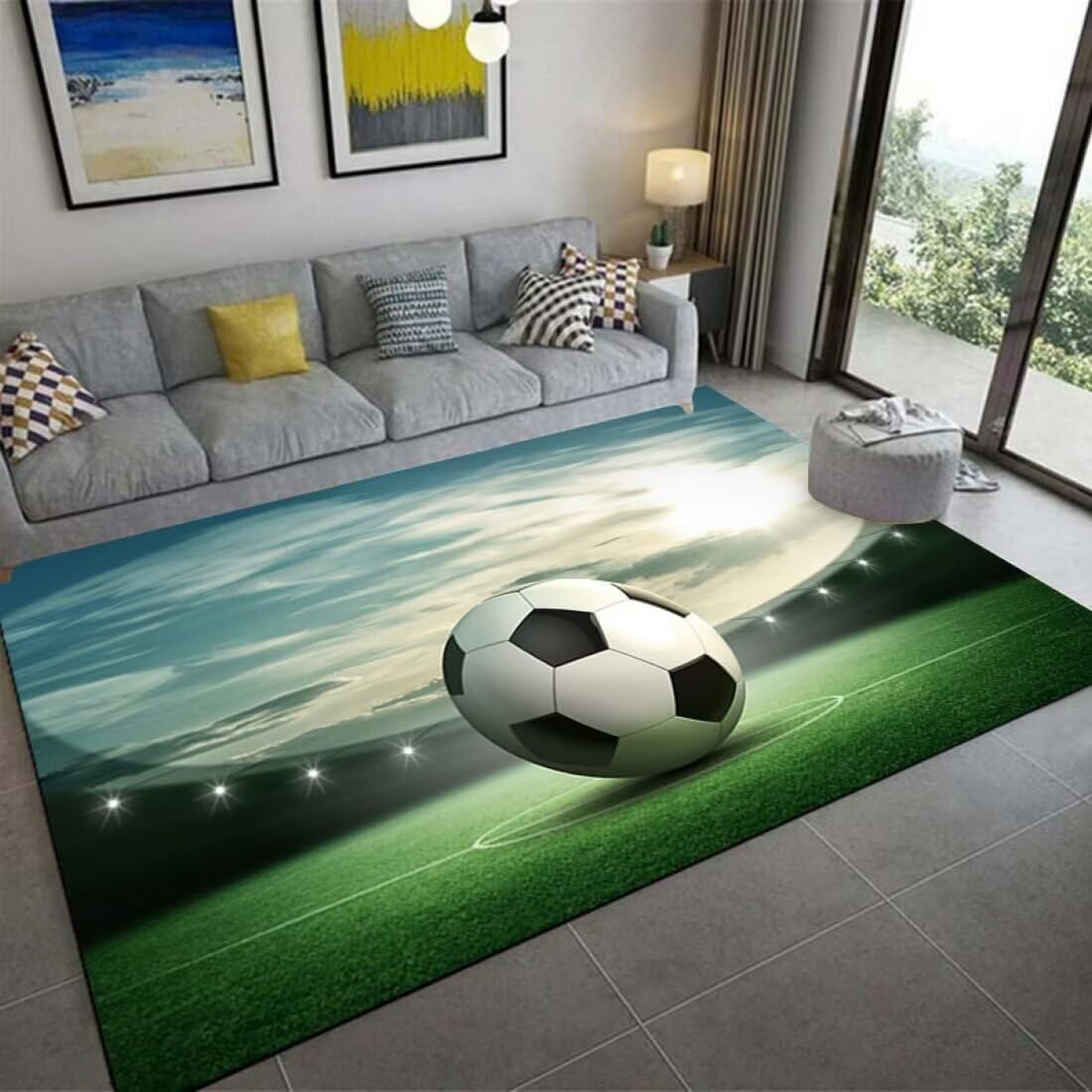 Tapis chambre bebe garcon football 60x90cm decoration salon