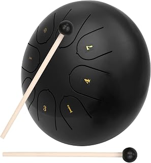 Tambor de língua de aço 8 notas C-key de 6 polegadas Mini Steel Tongue Drum Hand Pan Drum Instrumento de percussão com baquetas para concerto de educação musical Mind Healing Yoga Medit