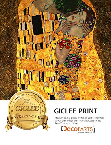 Decorarts - The Kiss By Gustav Klimt. The World Classic Art Reproductions. Giclee Print With Matching Museum Frame. 20X24, Finished Size: 26X30 #TOP4