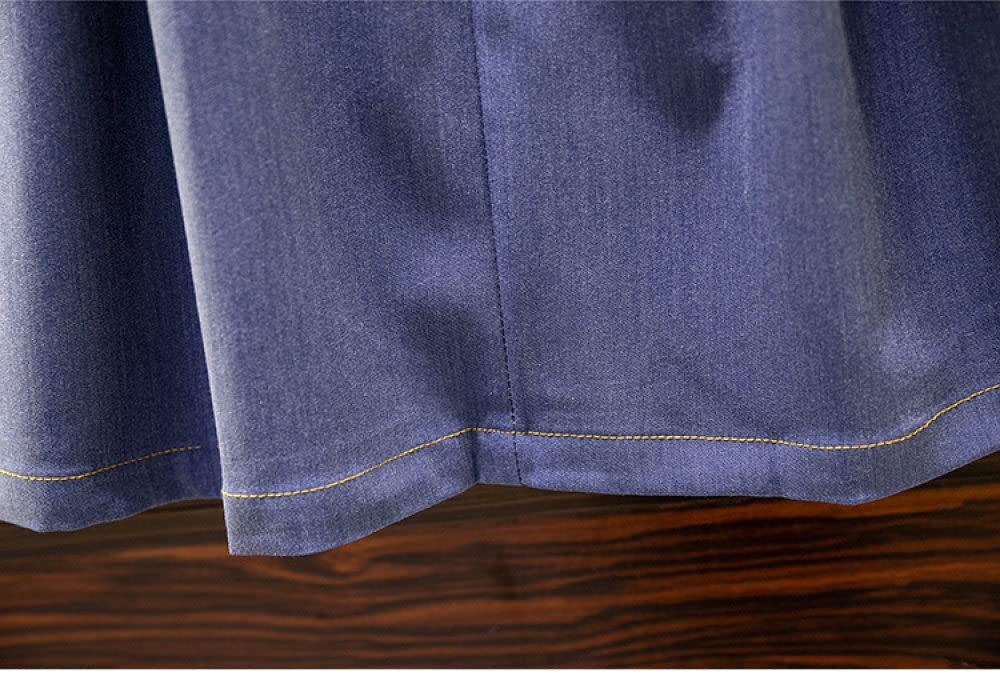 Gonna Donna,Gonna Longuette da Donna Gonna A Ombrello in Denim Plissettato A Vita Alta Elastica Blu con Tasca Plus Size Gonne Lunghe Casual A Trapezio A Trapezio per Ragazze Signore,XL