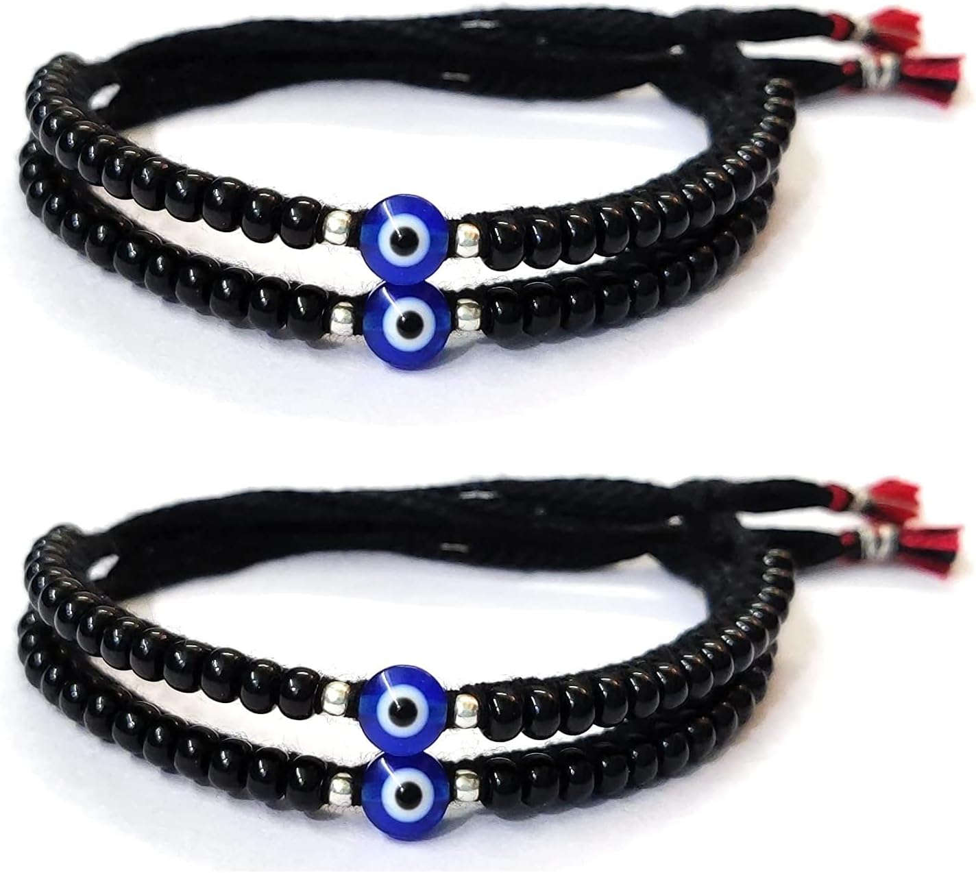 ARTIFICIAL TREEEvil Eye Nazaria Bracelet with Black Beads | Adjustable for Newborns to 4 Years | Unisex Bracelet for Baby Boys & Girls (4 Piece Set) | Not for Anklet (AT KIDS 012)