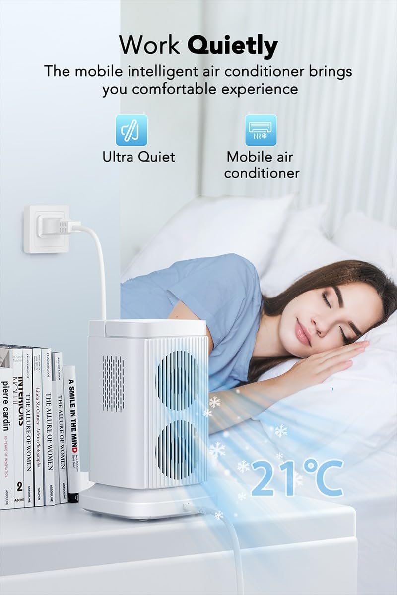 Przenośny klimatyzator mini AC z uchwytem, ulepszona chłodziarka wyparna do domu, biura, sypialni, mały klimatyzator do natychmiastowego chłodzenia