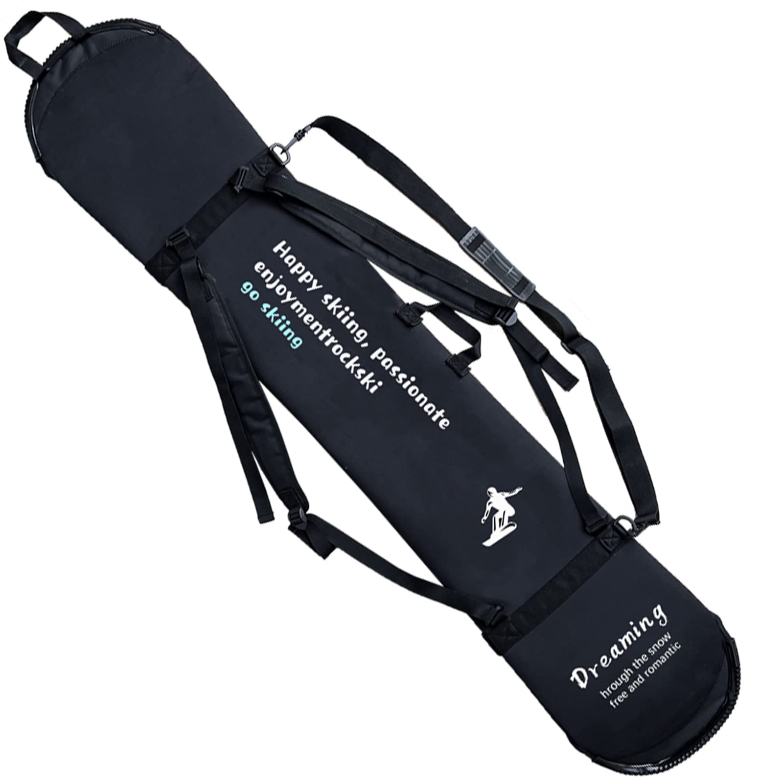 WEALTHY73 Portable All-Round Veneer Storage Bag Snowboard Bag Shoulder Shoulder Protective Cover Thick Wear-Resistant Non-Slip Waterproof,Black,150CM