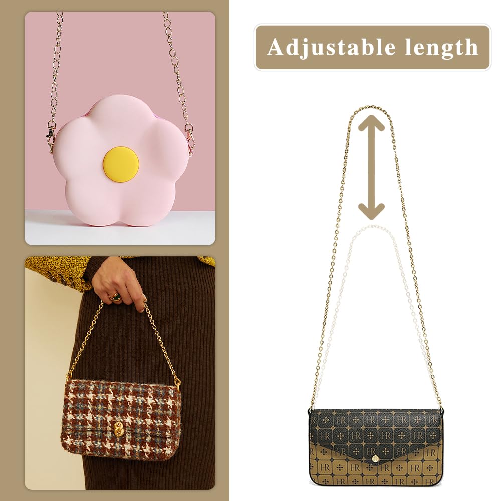 suaywo 8 Pezzi Catene per Borse a Tracolla Catena Borse in Metallo 120 cm Catena per Borsa Viene Fornito con 16 Anelli Rotondi Adatto per Pochette Portafoglio Borsa a Tracolla